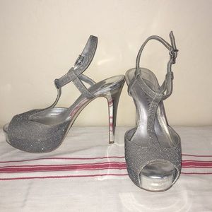 Sparkly silver heels